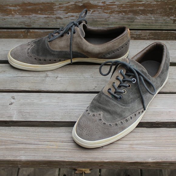Paul Smith Sneaker Gray Tan Olive Suede Wingtip - Picture 5 of 16